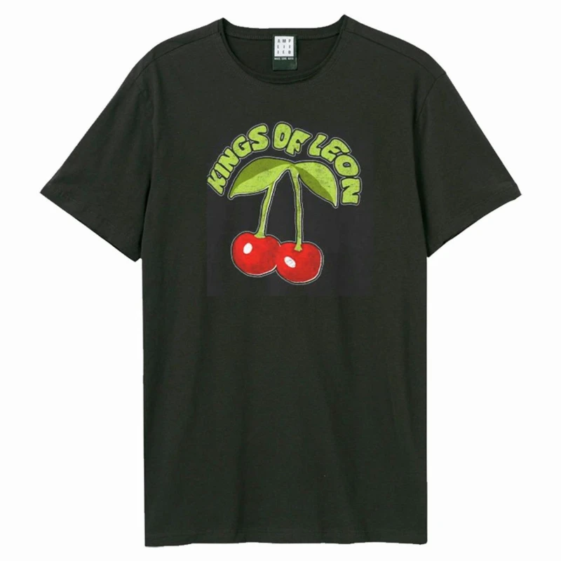 Image of Amplified Amplified Men Cherry Kings Of Leon T-Shirt in Charcoal Size: X-Small Charcoal XS Male 5063377375879