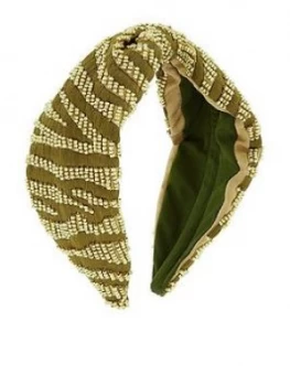Image of Accessorize Zebra Embellished Alice Hair Band - Green
