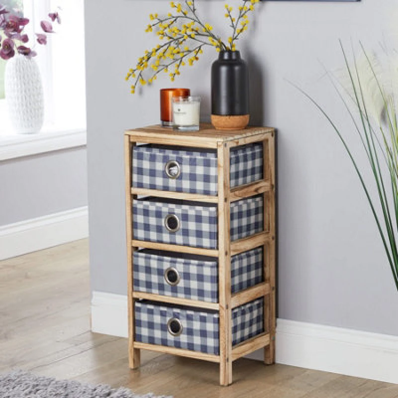 Image of Home Source Wooden Chest With 4 Storage Drawers Brown