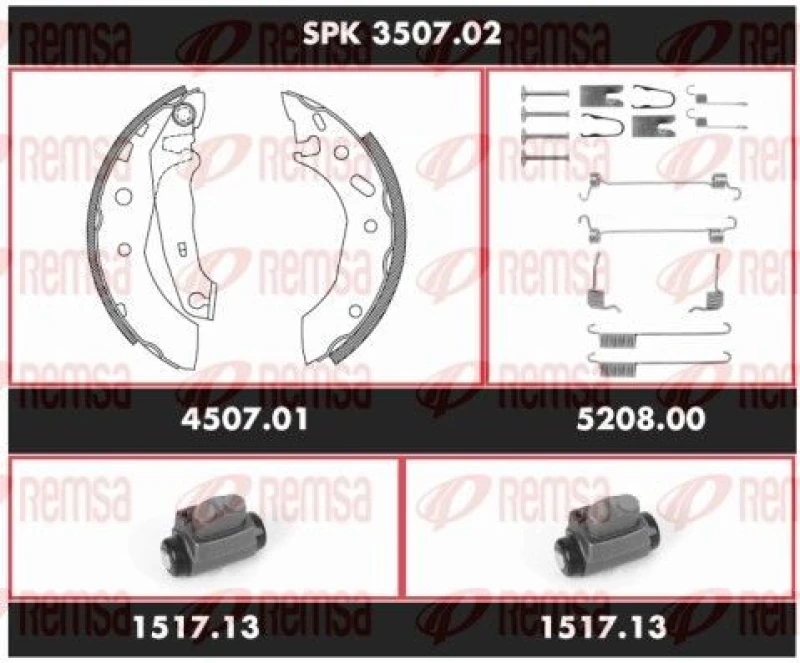 Image of REMSA Drum brake kit REMSA SPK 3507.02