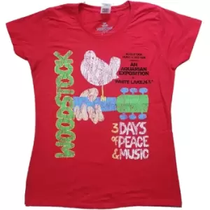 Image of Woodstock - Vintage Classic Poster Ladies X-Large T-Shirt - Red