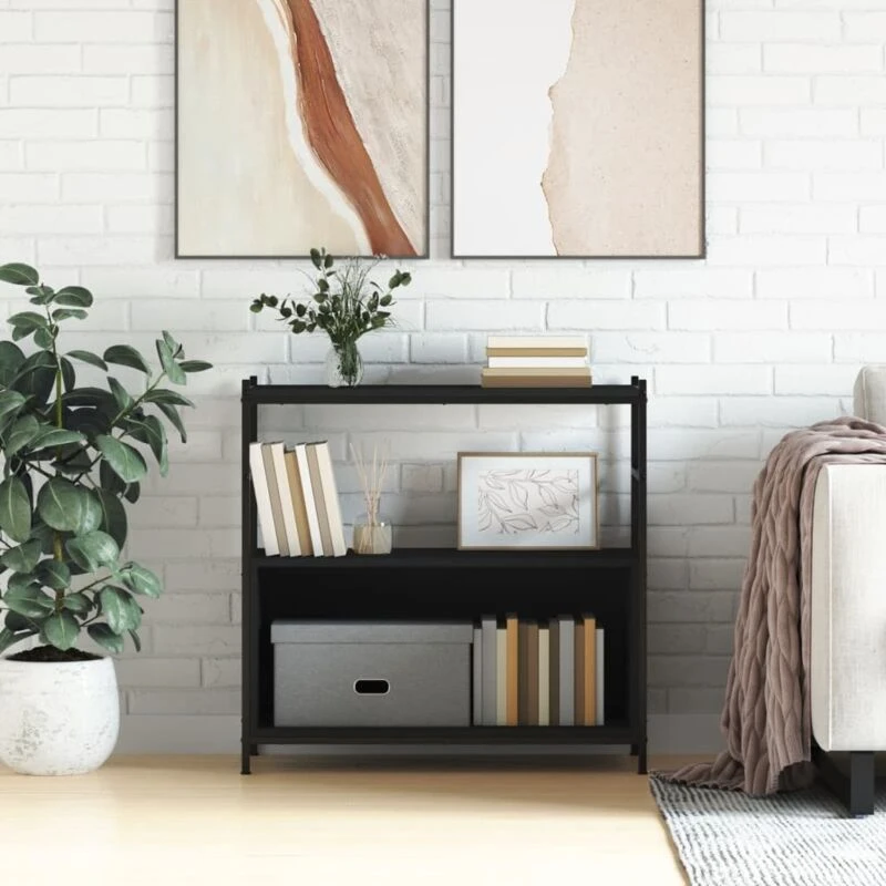 Image of VIDAXL Vidaxl - Bookshelf Black 80x30x78.5cm Engineered Wood and Iron 8720845940928