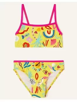 Image of Accessorize Girls Sunshine Print Bikini - Yellow, Yellow, Size Age: 5-6 Years, Women