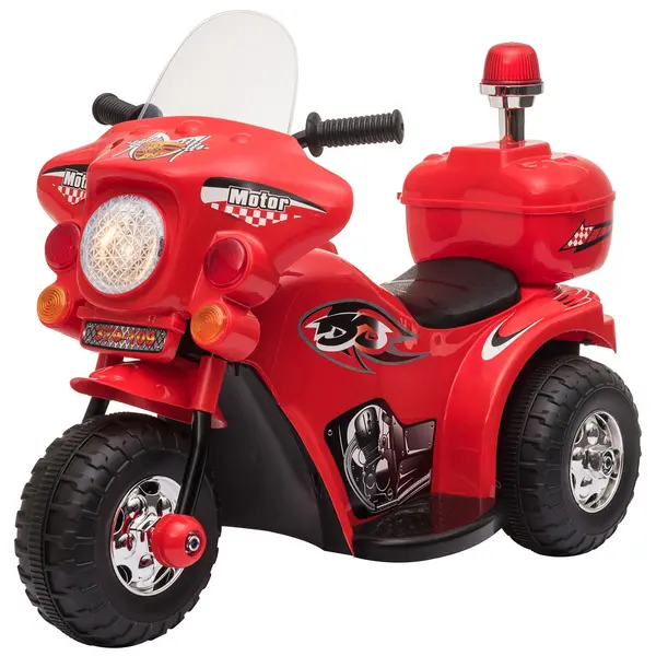 image of HOMCOM Kids 6V Electric Ride On 3-Wheeled Motorcycle with Lights & Music (Red)