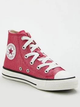 Image of Converse Childrens Chuck Taylor All Star Hi Sparkle Trainers - Pink