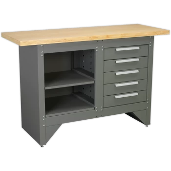 image of Sealey Heavy Duty Workbench 5 Drawer 1.37m