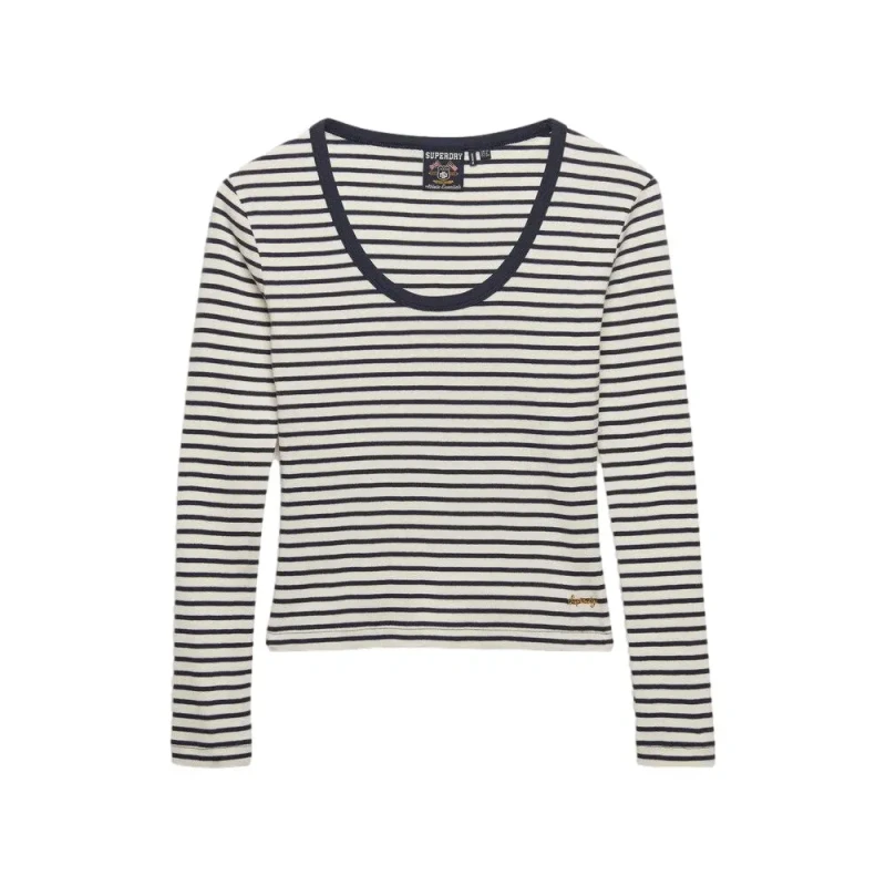 Image of Superdry Striped long sleeve womens T-Shirt Superdry Ath Ess Rouge Female XL