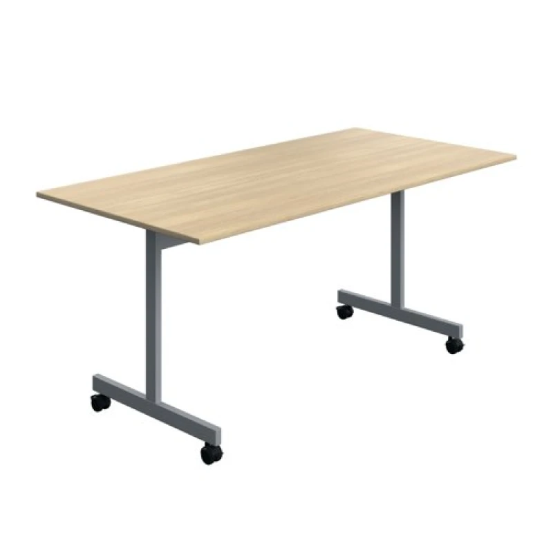 Image of Serrion Tilting Rectangular Table 1600x800x730mm Oak/Silver KF800351
