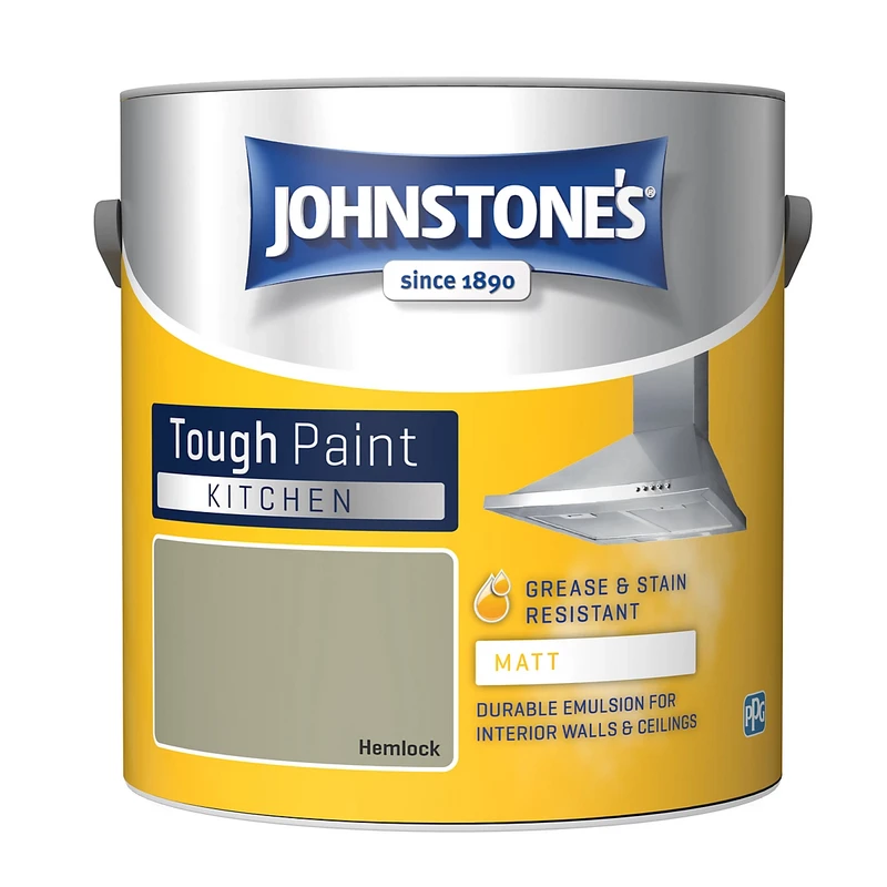 Image of Johnstone's Kitchen Matt Tough Emulsion Paint, 2.5L, Hemlock
