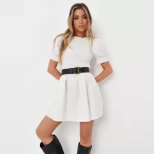 Missguided Bust Frill Slv Dress Poplin - White