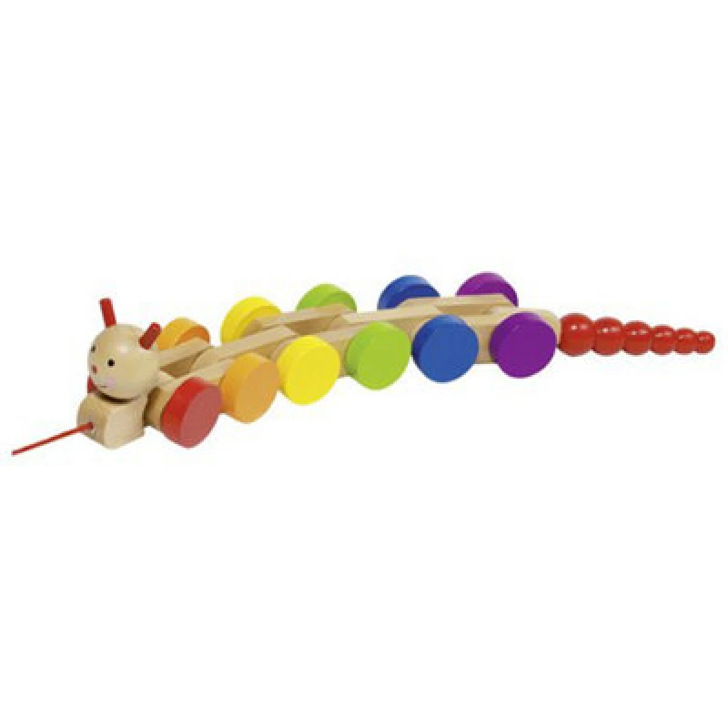 Image of Goki Pull Wooden Along Caterpillar Toy