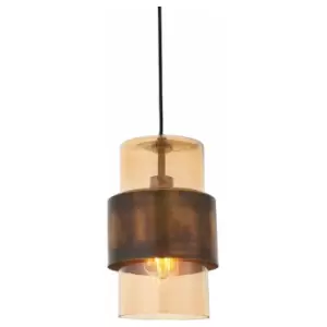 Image of Antique Brass Ceiling Pendant Light - Champagne Glass Shade Single Bulb Fitting
