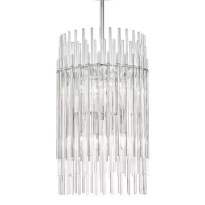 image of Wallis 8 Light Pendant Polished Nickel, Glass