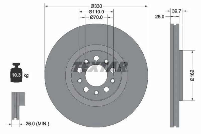 Image of Brake disc TEXTAR 92351103