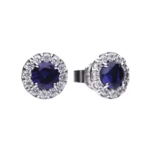 image of Sterling Silver Blue Zirconia Stud Earrings