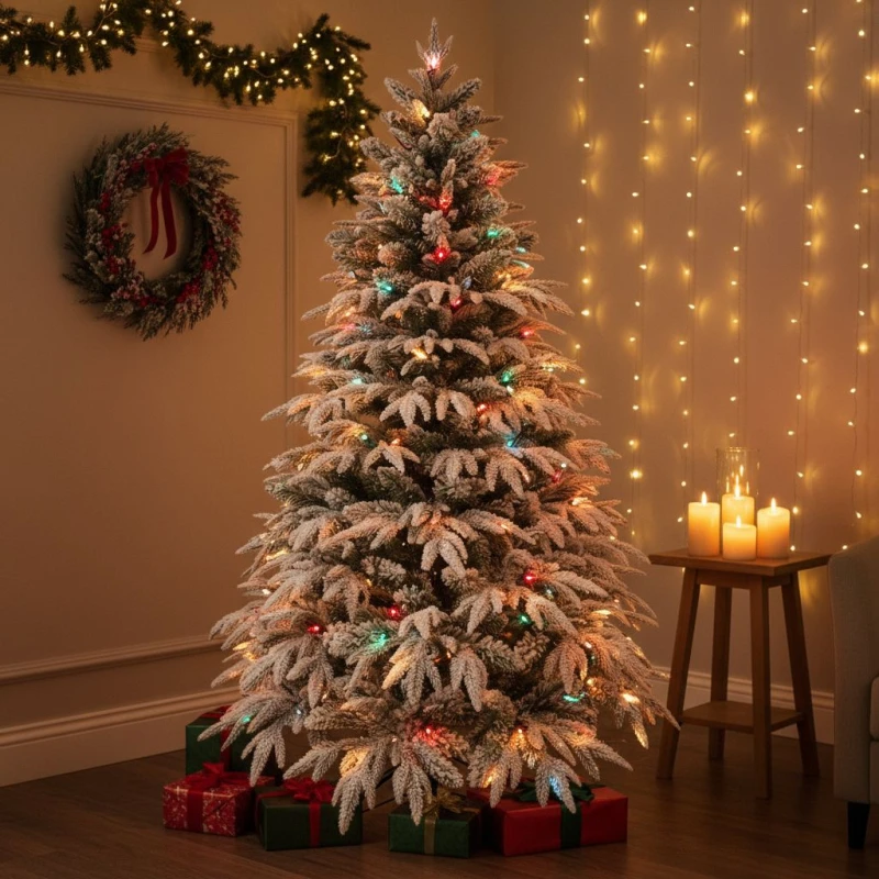 Image of Shatchi 4FT Prelit Green Lapland Fir Christmas Tree Multicolour LEDs Green unisex
