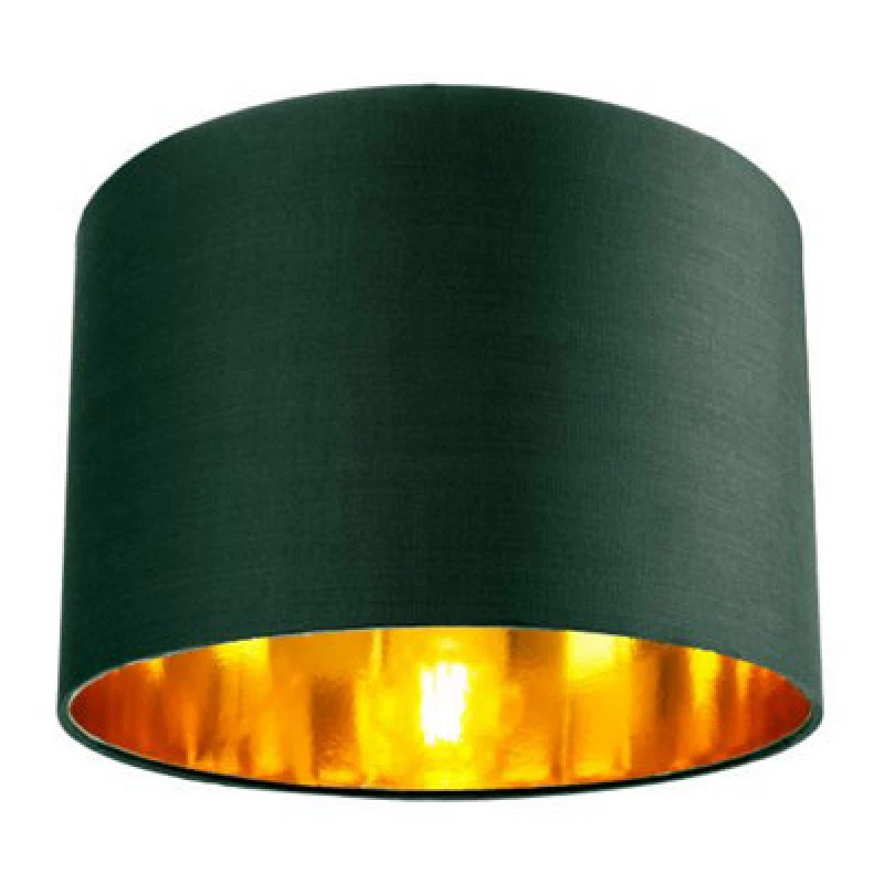 Image of Happy Homewares Contemporary Green Cotton 12 Table/pendant Lamp Shade With Shiny Copper Inner