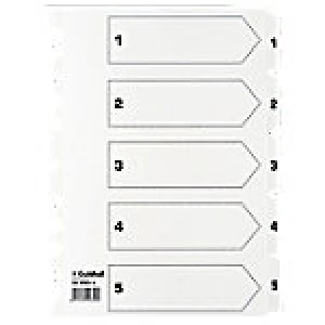 image of Guildhall Mylar Dividers White A4 5 Part 1-5 Numbered Set