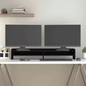 Image of Vidaxl Monitor Stand Black 100X24X16cm Solid Wood Pine