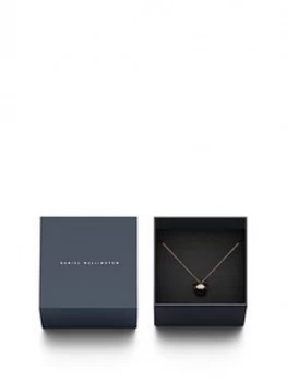 image of Daniel Wellington Aspiration Black Ceramic And Rose Gold Plated Necklace