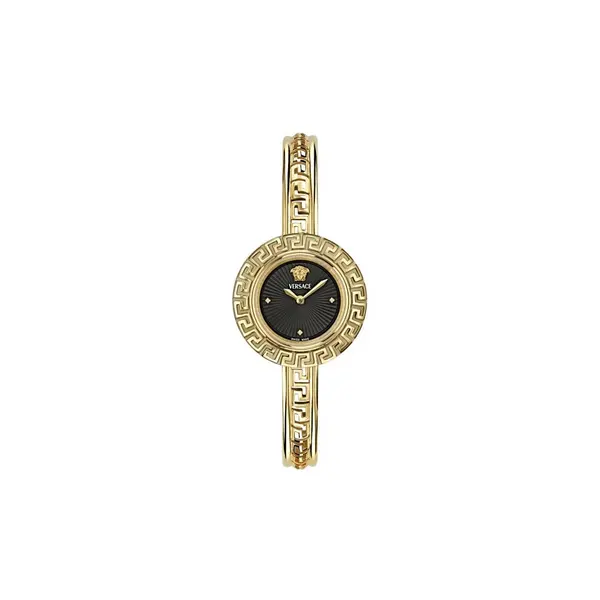 Image of Versace Watches Iconic La Greca Black Sapphire antireflex Watch VE8C00