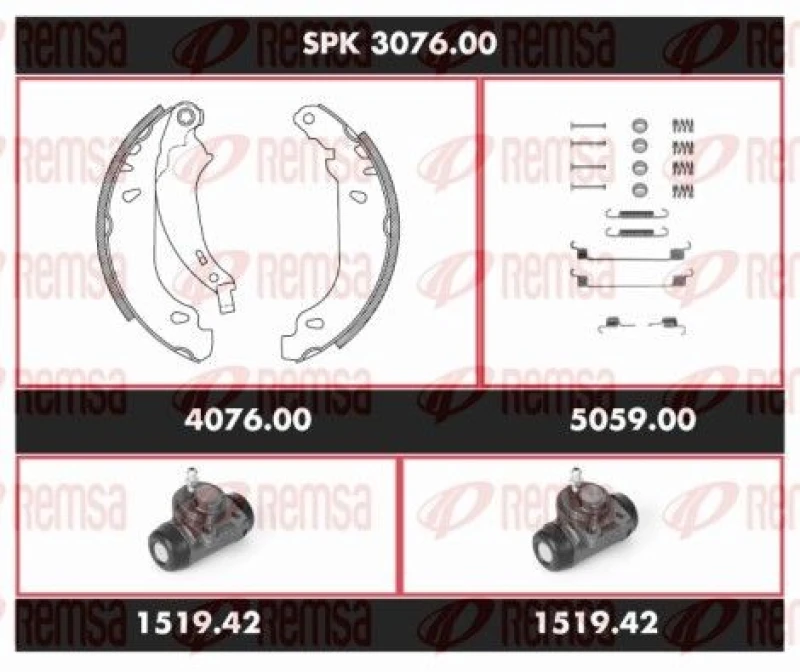 Image of REMSA Drum brake kit REMSA SPK 3076.00
