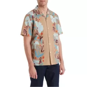 Image of Paul Smith Floral Seersucker Short Sleeve Shirt - Brown