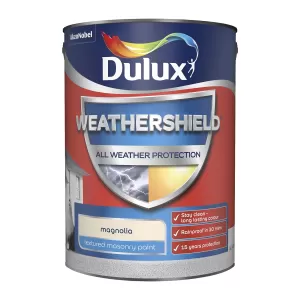 Image of Dulux Weathershield All Weather Protection Magnolia Textured Masonry Paint 5L