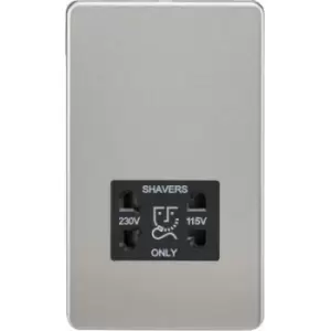 image of MLA Knightsbridge 115V/230V Dual Voltage Shaver Socket Brushed Chrome - SF8900BC