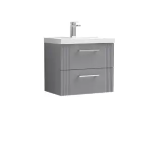 image of Nuie Deco 600mm Wall Hung 2 Drawer Vanity & Basin 3 - Satin Grey