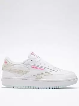 image of Reebok Club C Double Shoes, White/Purple, Size 3.5, Women