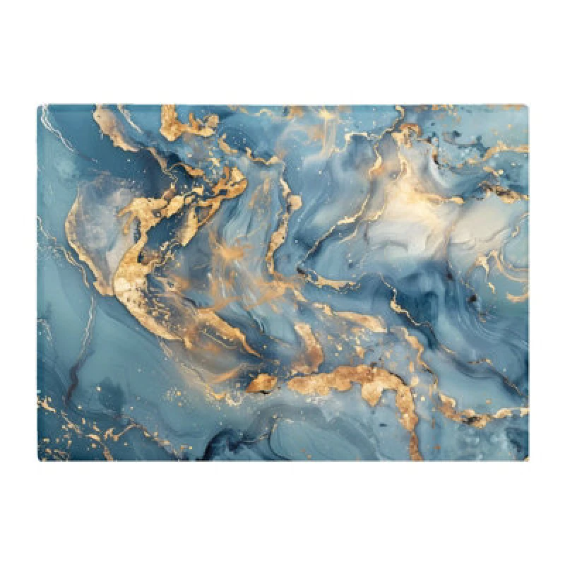 Image of Warren Reed Designer Azure And Gold Marble Effect Chopping Board