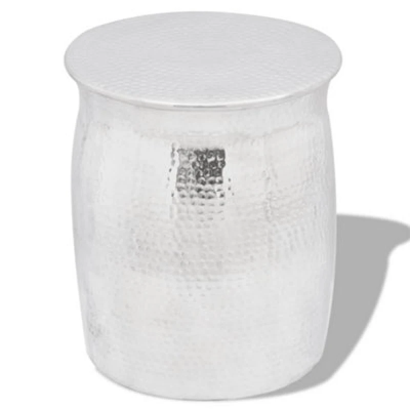 Image of Vidaxl Hammered Aluminium Stool/side Table Silver