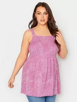 Image of Yours Animal Print Crinkle Vest Top - Pink, Size 16, Women