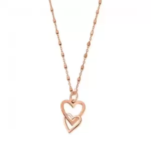 image of Rose Interlocking Love Heart Necklace RNDC573