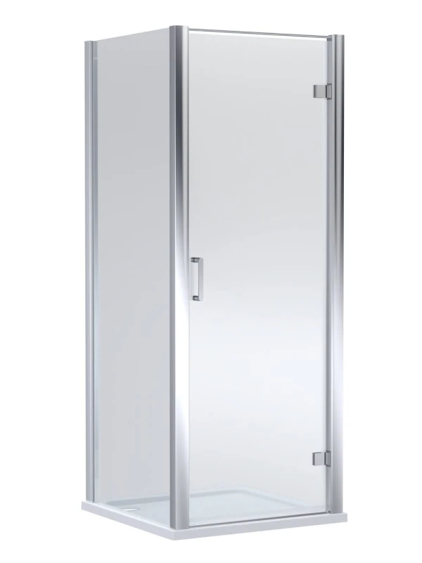 Image of Balterley Hinged Shower Door & Slip Resistant Tray: 900x900mm Chrome/White in Silver Silver Unisex