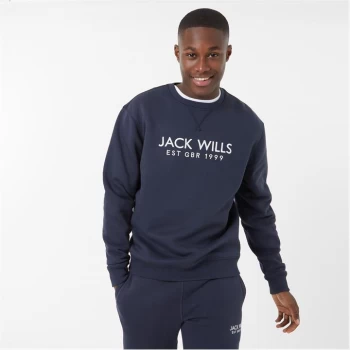 Image of Jack Wills Belvue Graphic Logo Crew Neck Sweatshirt - Navy NG