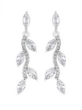 image of Jon Richard Jon Richard Bridal Pave Wave Leaf Drop Earrings