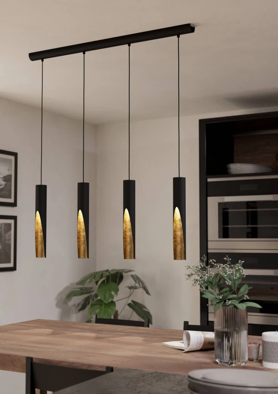 Image of EGLO Eglo Barbotto Modern Black & Gold Pendant Light WBS Gold One Size Unisex 9008606270309
