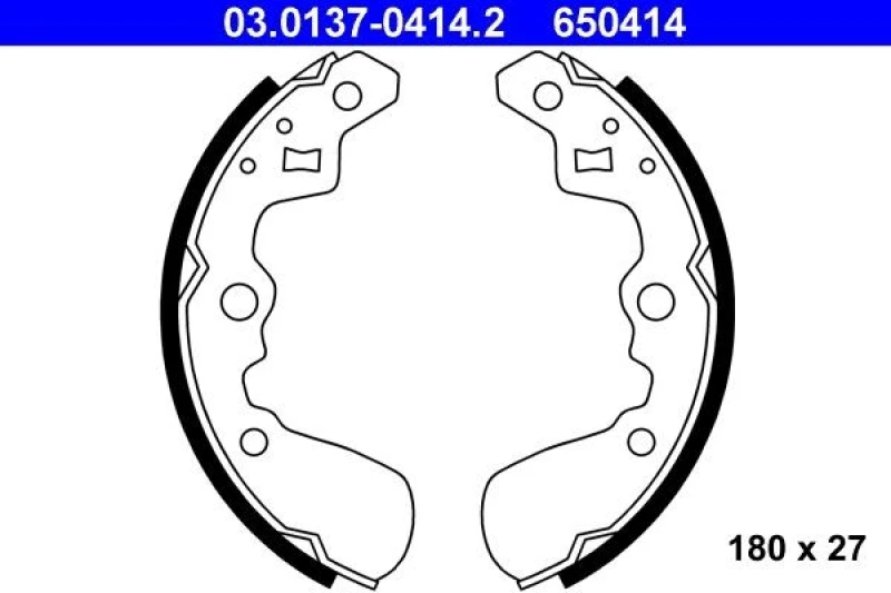 Image of ATE 03.0137-0414.2 Brake Shoes without lever Brake Shoe Set (70)