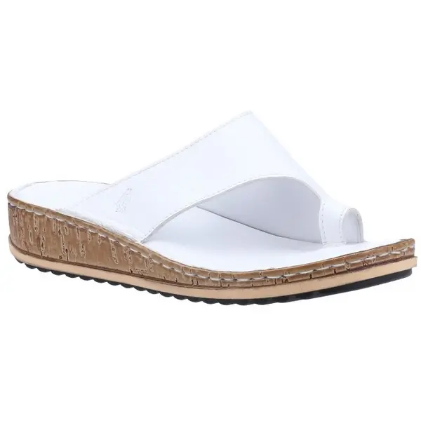 image of Hush Puppies Womens Elissa Toe Post Wedge Slide Sandals - UK 4 White female GDE2386WHT4