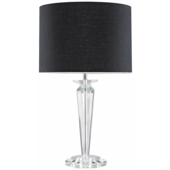 image of K9 Crystal Table Lamp with Drum Shade - Black