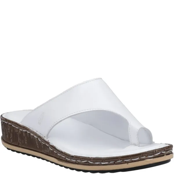 image of Hush Puppies Womens Elissa Toe Post Wedge Slide Sandals - UK 3 White female GDE2386WHT3