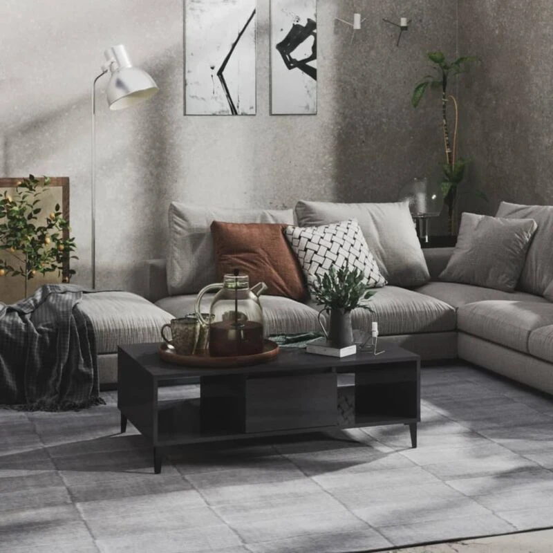 Image of VIDAXL Coffee Table High Gloss Grey 103.5x60x35cm Engineered Wood Vidaxl 8720286358399