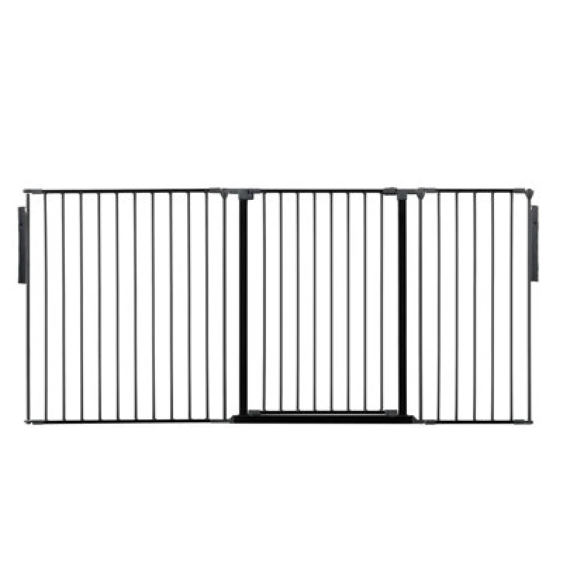 Image of Safetots Premium Extra Tall Room Divider, Up To 200Cm Wide, Black, 105Cm Tall, Multi Panel Barrier For Baby And Toddler