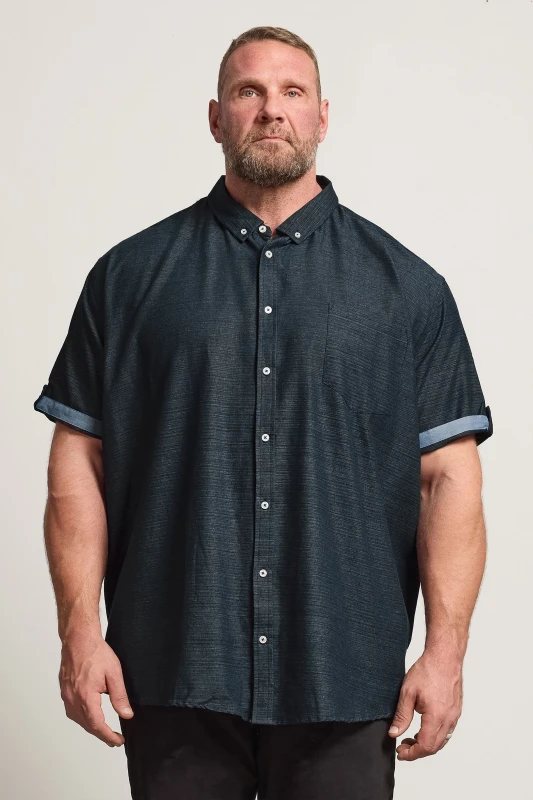 Image of BadRhino BadRhino Men Cotton Slub Shirt in Blue Size: 4X-Large Blue 4XL Male 5063110348139