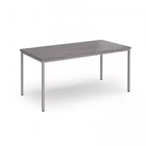 image of Flexi 25 rectangular table with silver frame 1600mm x 800mm - grey oak