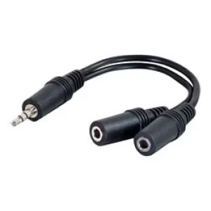 image of C2G .15m Value Series One 3.5mm Stereo Male To Two 3.5mm Stereo Female Y-Cable