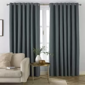 Image of Furn Moon Eyelet Curtains (46in x 72in) (Mineral Blue) - Mineral Blue