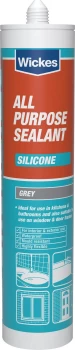 image of Wickes All Purpose Silicone Sealant - Grey 310ml